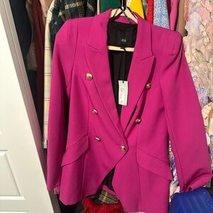 River Island Fuchsia magenta Blazer with Gold Buttons